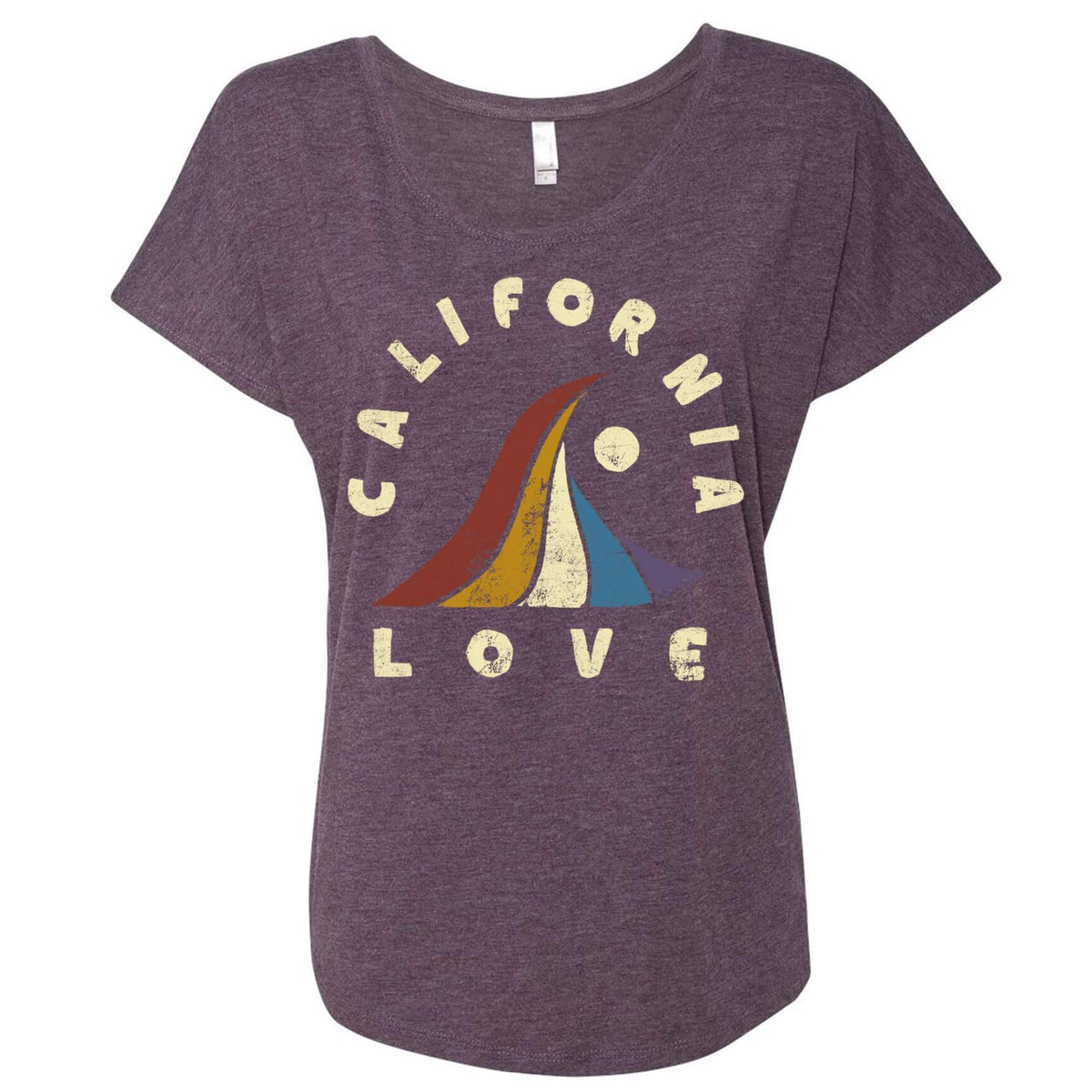 Flamingo - Multicolor on Heather Grey Triblend Womens Dolman T