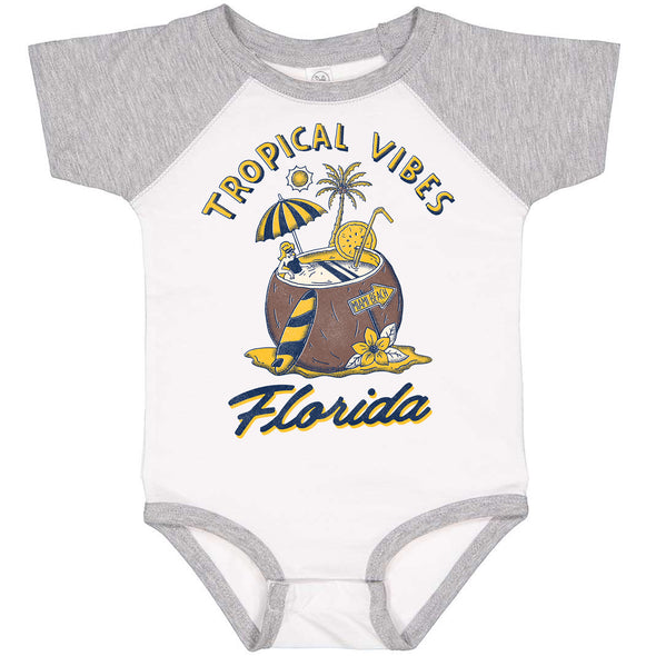 Tropical Vibes Florida Baseball Baby Onesie