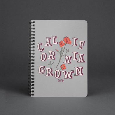 CA Grown Poppies Grey Spiral Notebook-CA LIMITED