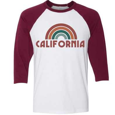CA Rainbow Maroon Sleeves Baseball Tee-CA LIMITED