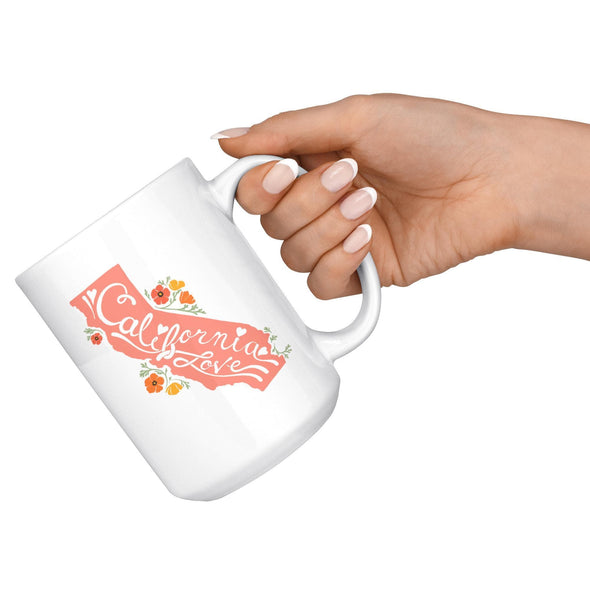 CA State With Poppies Coral Mug-CA LIMITED