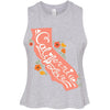 CA State With Poppies Cropped Tank-CA LIMITED