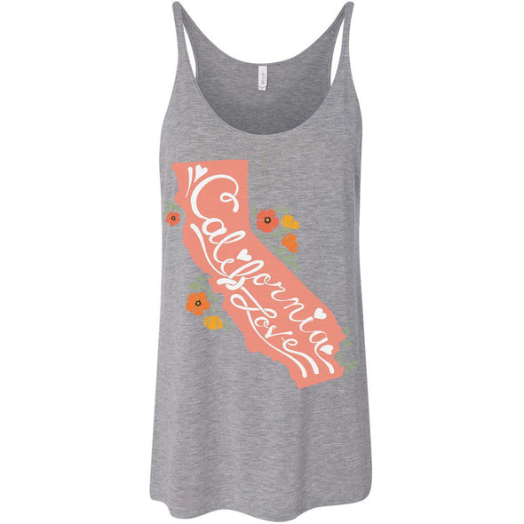 CA State With Poppies Flowy Tank-CA LIMITED
