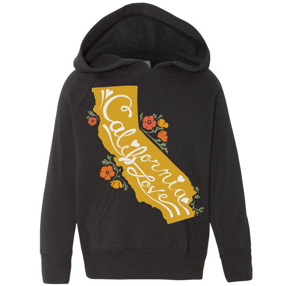 CA State With Poppies Raglan Toddlers Hoodie-CA LIMITED