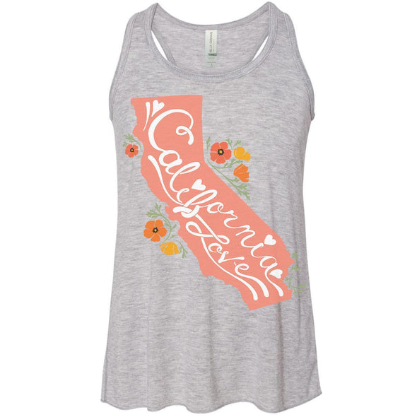 CA State With Poppies Youth Flowy Tank-CA LIMITED
