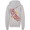 CA State With Poppies Youth Zip Up Hoodie-CA LIMITED