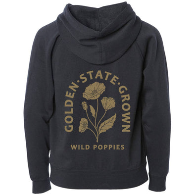 CA Wild Poppies Raglan Youth Zip Up Hoodie-CA LIMITED