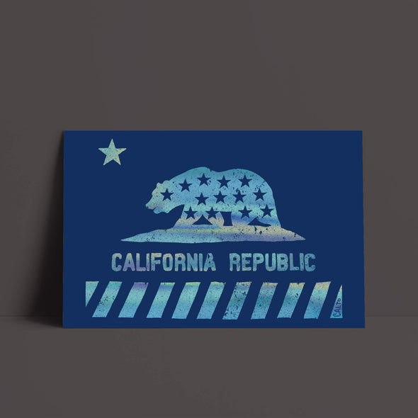 California Star Flag Blue Poster-CA LIMITED
