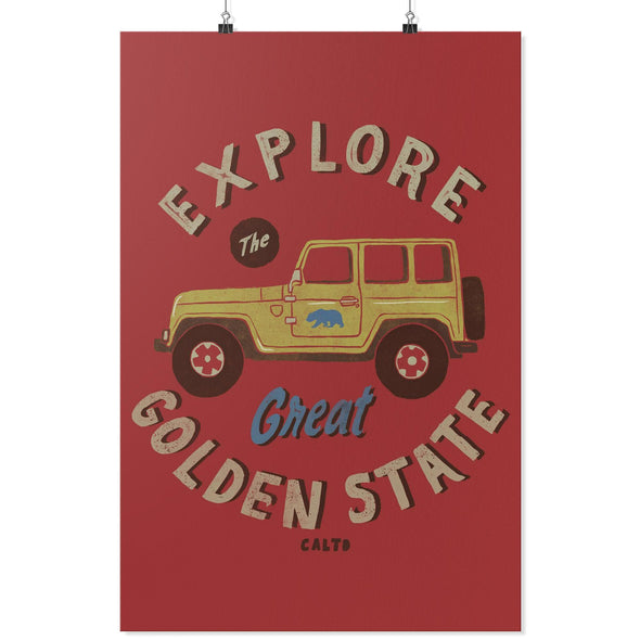 Explore The Great Golden State Red Poster-CA LIMITED