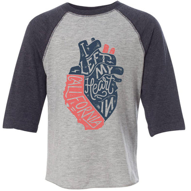 I Left My Heart In CA Toddler Baseball Tee-CA LIMITED