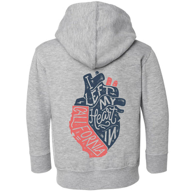 I Left My Heart In CA Toddlers Zip Up Hoodie-CA LIMITED