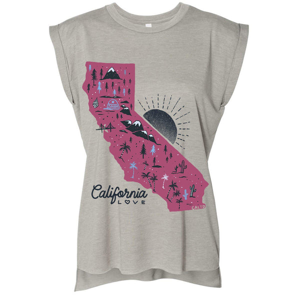 Map CA Love Rolled Sleeve Tank-CA LIMITED