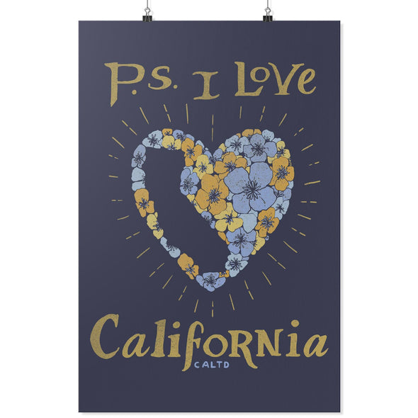 P.S. I Love California Navy Poster-CA LIMITED