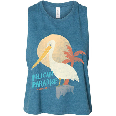 Pelican Paradise Heather Deep Teal Cropped Tank-CA LIMITED