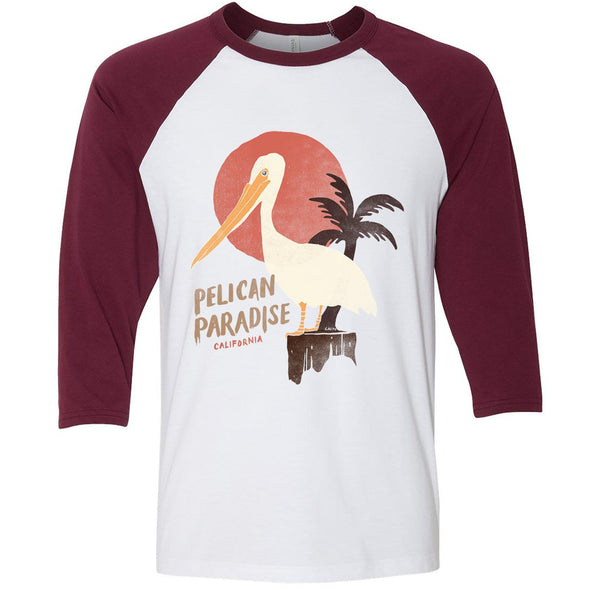 Pelican Paradise Maroon Sleeves Baseball Tee-CA LIMITED