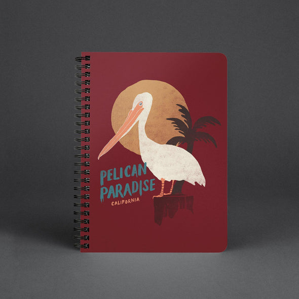 Pelican Paradise Maroon Spiral Notebook-CA LIMITED
