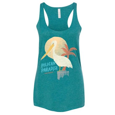 Pelican Paradise Teal Triblend Racerback Tank-CA LIMITED