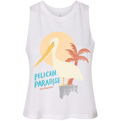 Pelican Paradise White Cropped Tank-CA LIMITED