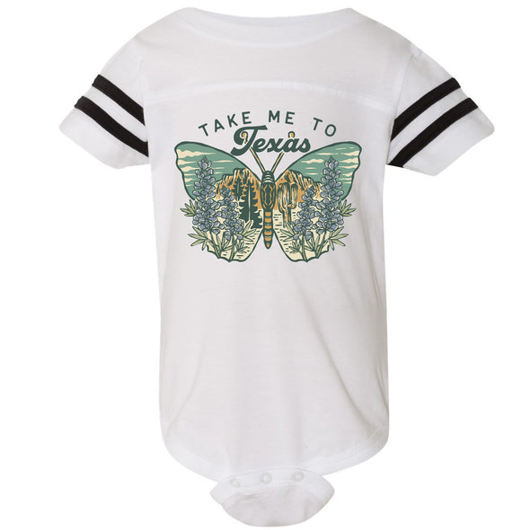 Texas Butterfly Stripes Baby Onesie
